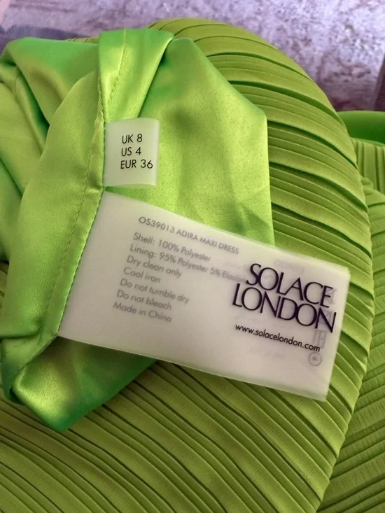 Solace London Adira Pleated Maxi Dress in Green - Picture 11 of 11